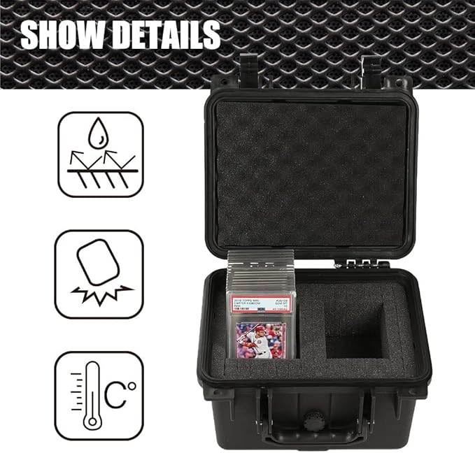 G-PLUS Graded Card Storage Box for BGS PSA SGC FGS Weatherproof Graded Sports Trading Cards(Small, Black) - Image 3
