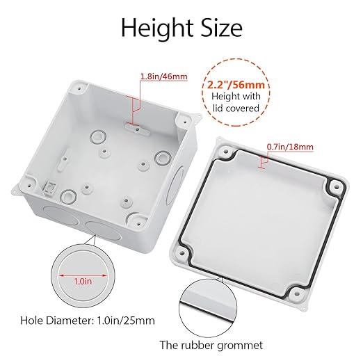 LeMotech Junction Box, Electrical Box IP65 Water Resistant Dustproof ABS Plastic Project Enclosure for Electronics White, External Size 3.9 x 3.9 x 2.8 inch - Image 6