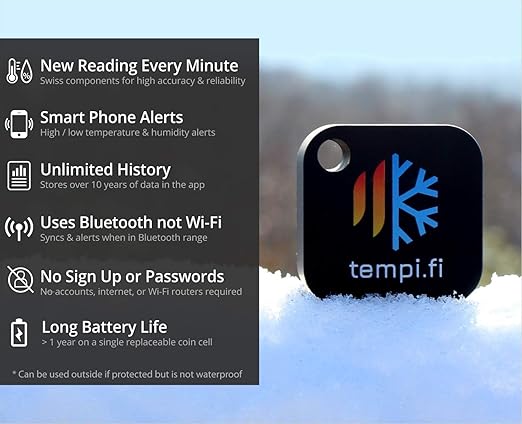 Wireless Temperature and Humidity Sensor - Developed in The USA - 24/7 Data Logger with Alarm – Bluetooth Smart Thermometer and Hygrometer - Bluetooth Only - Not WiFi - Image 2