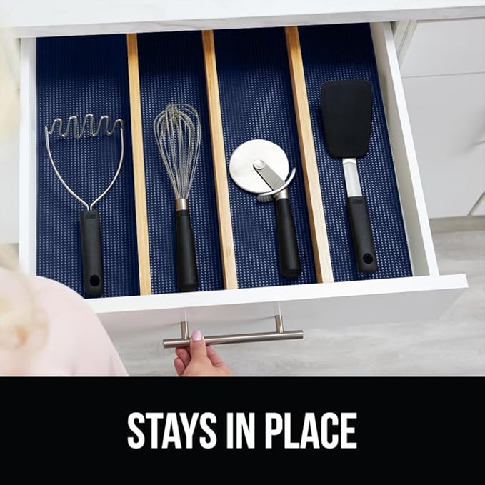 GORILLA GRIP powerGRIP Drawer Shelf and Cabinet Liner, Thick Strong Hold, Non-Adhesive Liners Protect Kitchen Cabinets and Cupboard, Bathroom Drawers, Easy Install, Breathable Mat, 12" x10', Navy Blue - Image 9