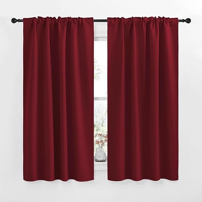 NICETOWN Blackout Curtain Panels for Living Room - (Burgundy Red Color) 34x63 Inch, 2 Panels Set, Thermal Insulated Room Darkening Blackout Drapes/Draperies with Rod Pocket & Back Tab for Window - Image 2