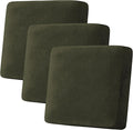 H.VERSAILTEX Velvet Stretch Couch Cushion Cover Plush Cushion Slipcover for Chair Loveseat Sofa Cushion Furniture Protector Seat Cushion Sofa Cover (3 Piece XL Sofa Cushion Covers, Olive) by HVERSAILTEX