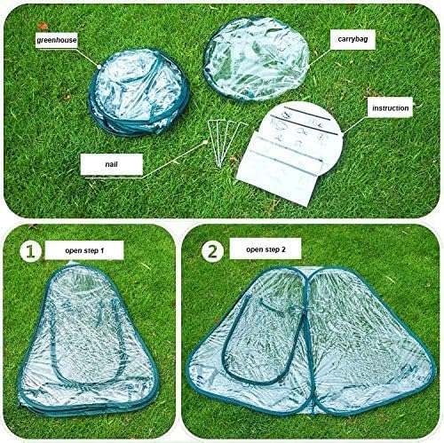 Porayhut Pop Up Greenhouse Cover,Pack of 3 Pcs,Flower House Mini Gardening Plant Flower Sunshine Room Room,Backyard PVC Greenhouse Cover for Cold Frost Protector Gardening Plants - Image 6