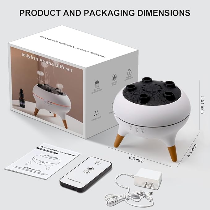 Jellyfish Diffuser, 0.66gal(250ml) Remote Control 7 Colors LED Lights, Easy Clean & Top Fill, Quiet with Ultrasonic, Cool Mist Humidifier for Travel Office Bedroom Baby Nursery - Image 7