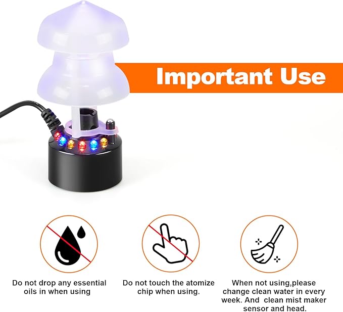 FITNATE Mist Maker, 12 LED Mister Fogger Water Fountain Pond Fog Machine Atomizer Air Humidifier, ultrasonic Mist fogger with Splash Guard, Perfect for Halloween and Other Holidays - Image 5