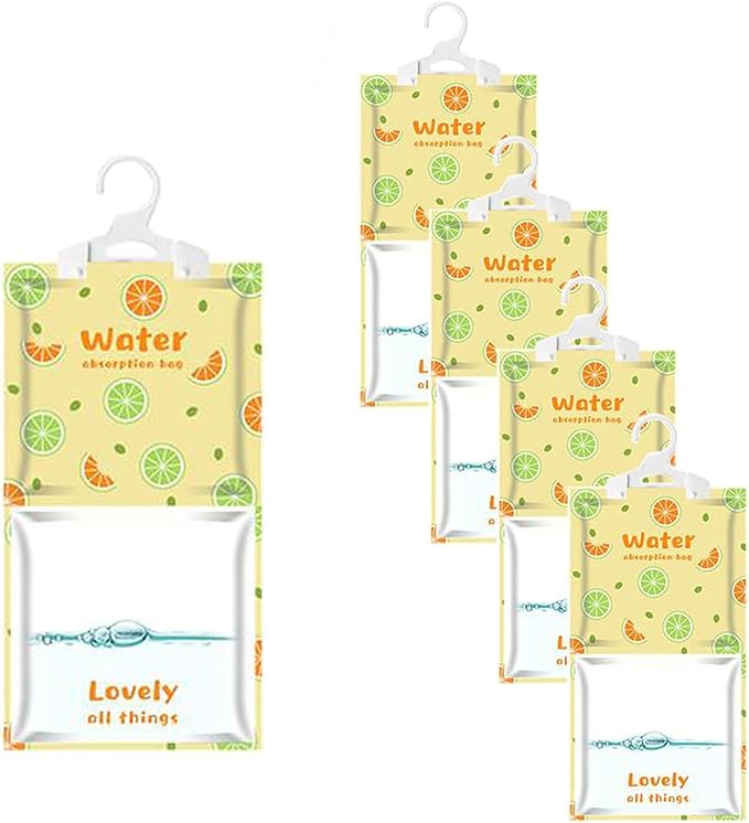 Hanging Moisture Absorber,Hanging Dehumidifier Bags for Closet,Bedroom and Kitchen,Fragrance Free-5 Packs,Moisture Absorb(Orange) by Unknown