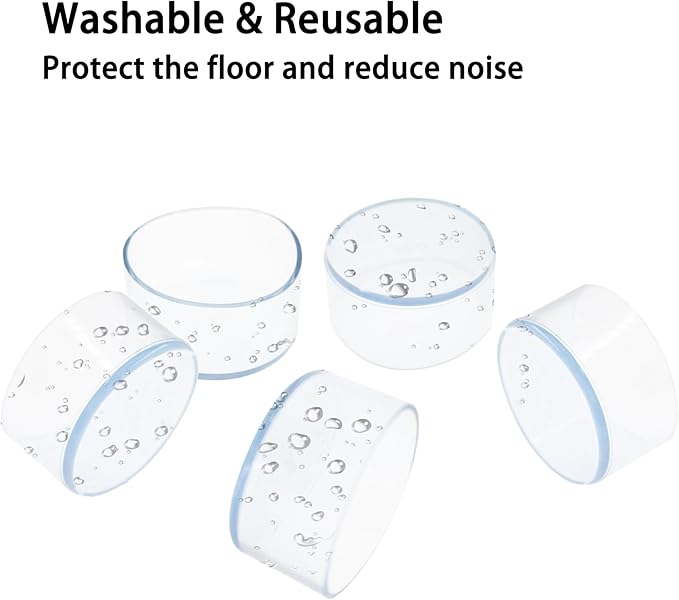 Round Chair Leg Caps,PVC Furniture Feet Covers,TTZEZE Transparent Round Floor Protectors,Clear Table Feet Covers Preventing Plastic Chair Leg Covers Scratches and Noise 60mm/2.36'', 12 - Image 5