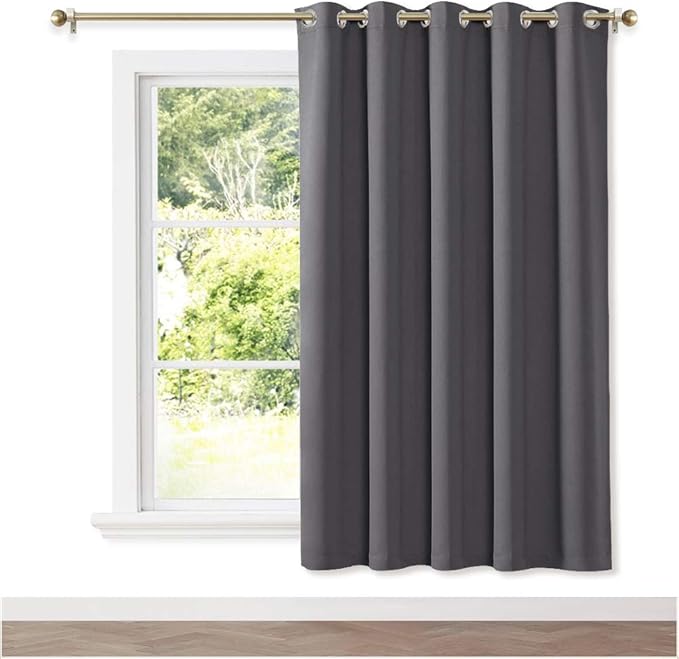 NICETOWN Blackout Wide Blinds for Sliding Door, Insulated Noise Reduction Drapes, Privacy Vertical Curtain for Living Room&Bedroom (1 Panel, Gray, W70 x L72) by NICETOWN