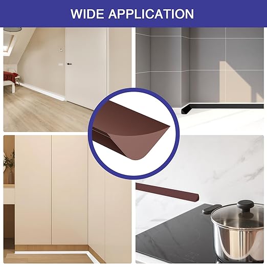 Flexible Molding Trim, Flexible Bendable Adhesive Caulking Strip, Molded Trim, Peel and Stick Home Decorative Edge for Bathroom, Kitchen, Floor, Wall (Dark Brown, 0.83in x 0.24in x 3.3ft) - Image 5