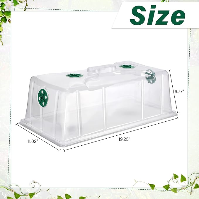 Foaincore 20 Packs 7'' Tall Humidity Vented Domes 1020 Flat Trays Cover Clear Plastic Greenhouse Grow Tray Covers Propagation Seed Cloning Kit for Plants Seed Starting Germination - Image 2
