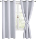 Hiasan Room Darkening Curtains for Bedroom, Noise Reducing, Energy Saving Blackout Window Curtain Panels, Sewn with Tiebacks, Set of 2, Grommet Top (Greyish White, Width 42 Inch x Length 72 Inch) by Hiasan