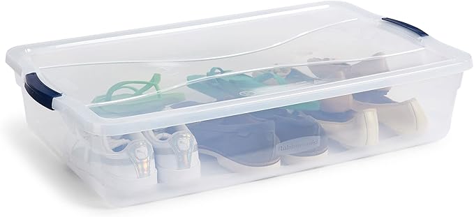 Rubbermaid Cleverstore 42 Quart Stackable Plastic Storage Bin with Lids for Garage, Closet, and Classroom, Clear, 4 Pack - Image 4