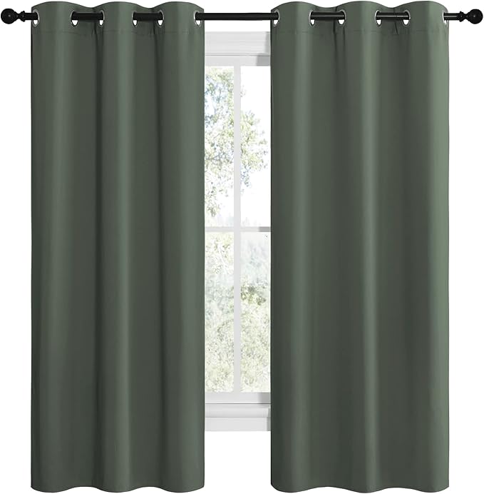 NICETOWN Blackout Curtain Panels, Home Decoration Thermal Insulated Solid Grommet Blackout Drape for Dining Room (Dark Mallard, 1 Pair, 42 by 68-Inch) - Image 2