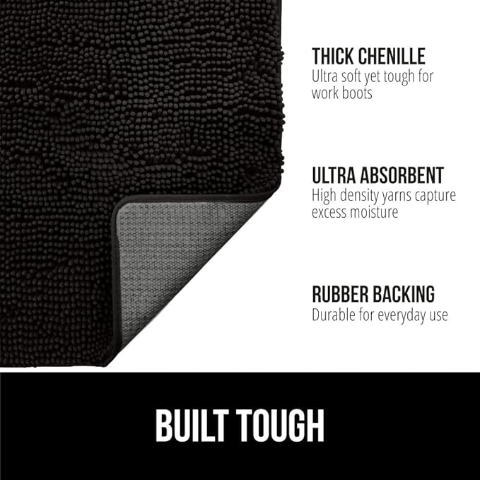 GORILLA GRIP SOAKSTOPPER Dog Door Mat, 36x24 Machine Washable Rug Absorbent Doormat Captures Moisture Mud Dirt, Quick Dry Soft Chenille Entryway Rugs Indoor Entrance Mats for Dog Paws, Black - Image 3