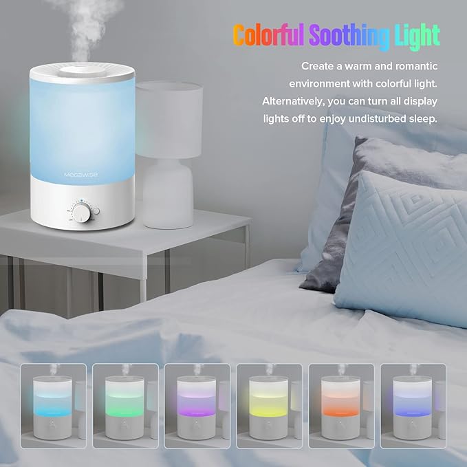 MEGAWISE 3.5L Ultrasonic Cool Mist Humidifier – Top-Fill, Essential Oil Diffuser, Quiet Operation, Night Light, Auto Shut-Off for Home & Office (1) - Image 6