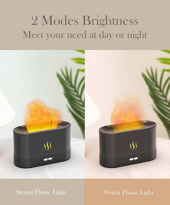 Essential Oil Diffuser Humidifer with Flame Light Effect, 180ml Air Diffuser for Essential Oils, Humidifiers for Bedroom with 2 Brightness, Auto-Off Function(White) - Image 4