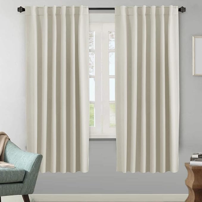 H.VERSAILTEX Light Reducing Curtains Thermal Insulated Window Treatment Panels Room Darkening Privacy Assured Drapes for Living Room Back Tab/Rod Pocket Bedroom Drapes 2 Panels, Ivory - 52 x 72 Inch by HVERSAILTEX