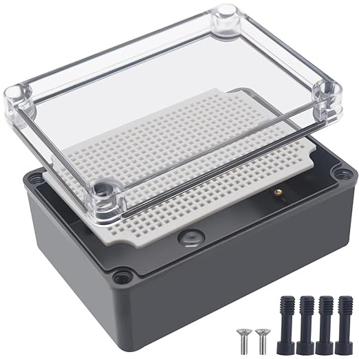 Junction Box,IP67 Waterproof ABS Black Project Box Clear Cover with Mounting Plate Electrical Box Enclosure for Outside Electronics 6.9 x 4.9 x 3inch(175x125x75mm) by Otdorpatio