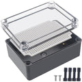 Junction Box,IP67 Waterproof ABS Black Project Box Clear Cover with Mounting Plate Electrical Box Enclosure for Outside Electronics 6.9 x 4.9 x 3inch(175x125x75mm) by Otdorpatio