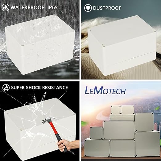 LeMotech Waterproof Dustproof IP65 ABS Plastic Junction Box Universal Electric Project Enclosure Pale Gray 6.3 x 4.3 x 3.5 inch (160 x 110 x 90 mm) - Image 7