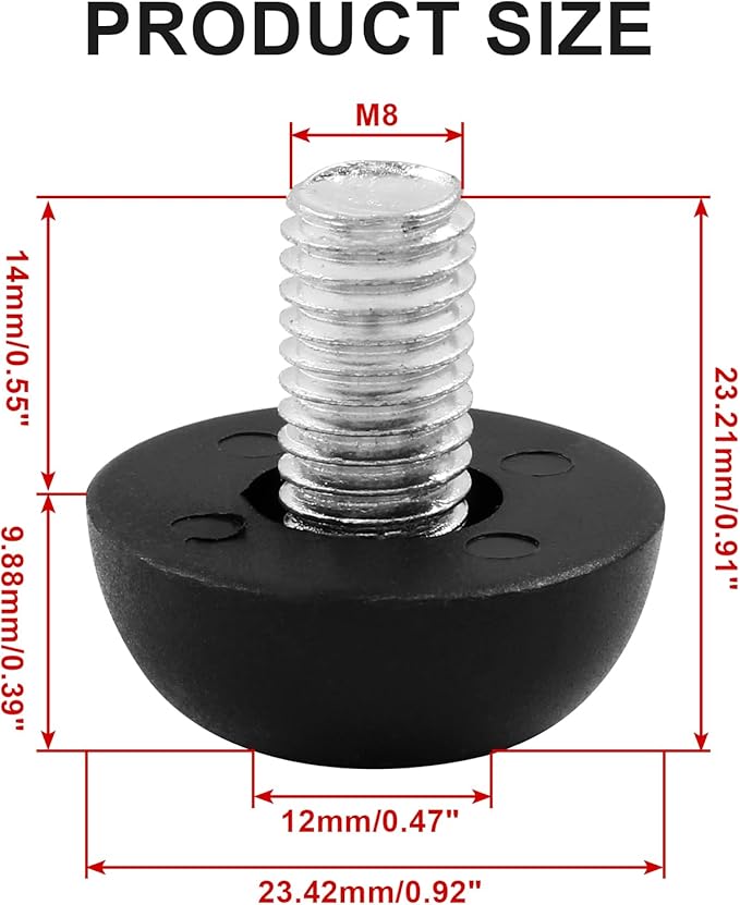 Litoexpe M8 Adjustable Furniture Leg Levelers, 8pcs Thread Screw in Furniture Leveling Feet Glides, Outdoor Patio Furniture Legs for Table, Chair, Desk, Cabinet - Image 2