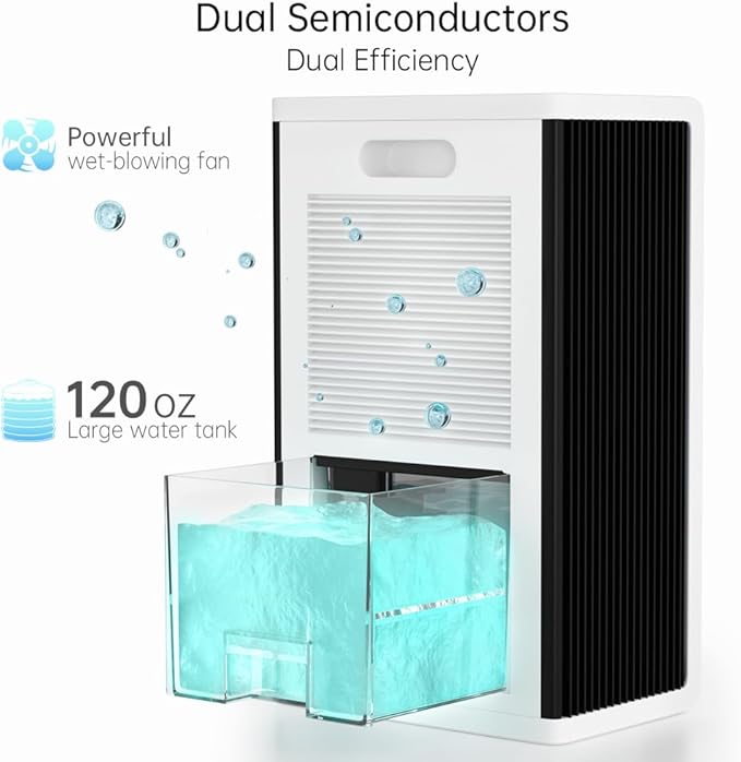 Dehumidifier for Home 1000 sq.ft 120 Ounce Energy Saving and Tank Quiet with 7 Colors LED Light WithTouch Screen Portable Home for Bedroom Bathroom Basement - Image 9