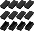 METALLIXITY Rectangle End Caps (60 x 30mm) 12Pcs, Plastic Rectangle Tube Inserts Threaded End Blanking Caps Protector - for Furniture Table Chair Legs, Black by METALLIXITY