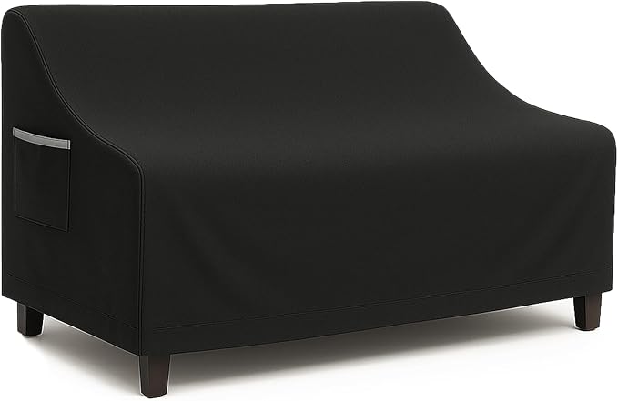 Waterproof Patio Loveseat Cover, 58.3W x 32.7D x 31H inches Heavy Duty 600D Weather-Resistant Outdoor Furniture Protector Black by CVFERQE