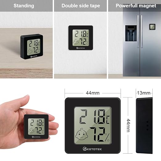 KETOTEK Mini Hygrometer Indoor Thermometers Humidity Meter 2 Pack Humidity Meters Gauge Digital Room Thermometer Hygrometer for Humidors Greenhouse Cellar Office - Image 6