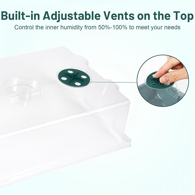 YoleShy 5 Packs Seed Starter Tray with Dome Reusable Plastic Plant Growing Trays with Humidity Domes Lids Thickened Sturdy for Seed Starting Germination Growing Seedling Propagation,14.5"x9" - Image 3