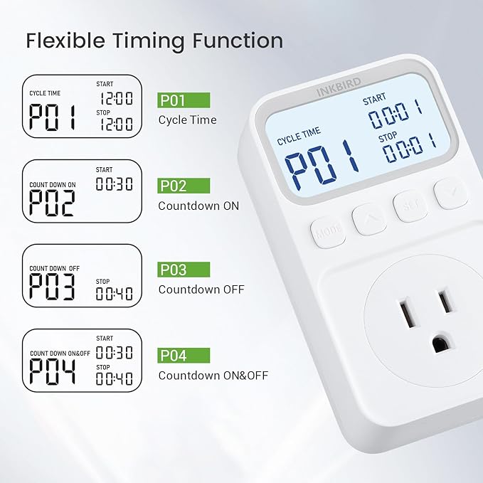 INKBIRD Plug in Thermostat 15A 1800W, Programmable Heating Cooling Digital Temperature Controller Timer for Window A/C Fan Heater Greenhouse Homebrewing Reptile - Image 5