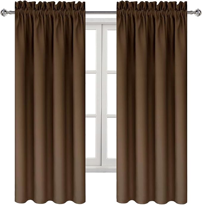 DWCN Blackout Curtains for Bedroom - Thermal Insulated Privacy Energy Saving Rod Pocket Drapes for Living Room, W 38 x L 63 Inch, Brown, Set of 2 - Image 8