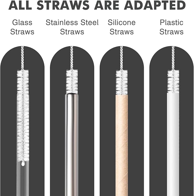 8 Inch Straw Cleaning Brush, Pipe Cleaner, Water Fume Cleaner, Glass Pipe Cleaning Brush, Different Diameter 10 Piece Set, Straw Cleaner Brush for Stanley Water Bottles Deep Cleaning Straws Brush - Image 3