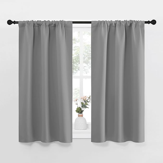 NICETOWN RV Blackout Curtains for Camper Windows, Short Room Darkening Drapes for Kitchen, Home Decoration Thermal Insulated Blackout Blinds for Small Windows (Silver Grey, 2 Panels, W29 x L40) by NICETOWN