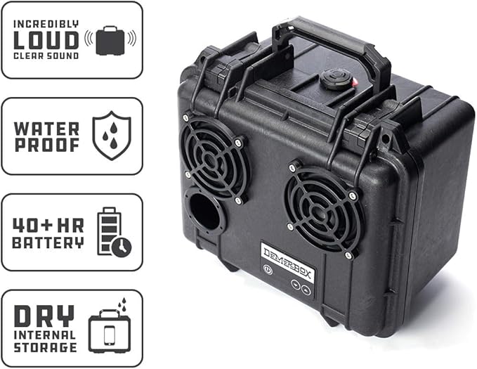 DemerBox: Waterproof, Portable, and Rugged Outdoor Bluetooth Speakers. Loud Sound, Deep Bass, 40+ hr Battery Life, Dry Box + USB Charging, Multi-Pairing Party Mode. Built to Last. (Barrow Black DB2) - Image 3