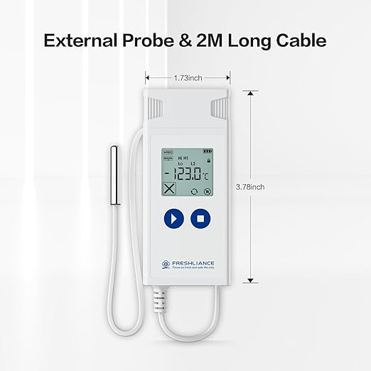 Freshliance Ultra Low Temperature Data Logger, Reusable Temperature Recorder with High Accuracy External Probe, Configurable USB Temperature Monitor 35000 Points with PDF CSV Report, Atlas Log-200 - Image 3