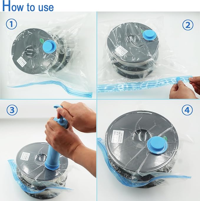 Filament Storage Bag kit 36 pcs,1 Bag Store 2 Spool Total 20, Box 10 Bags/Desiccant/Clip/Humidity Indicator Card/Hand Pump, Vaccum Seal PLA Storage Rack or Using After Filament Dryer Box - Image 2