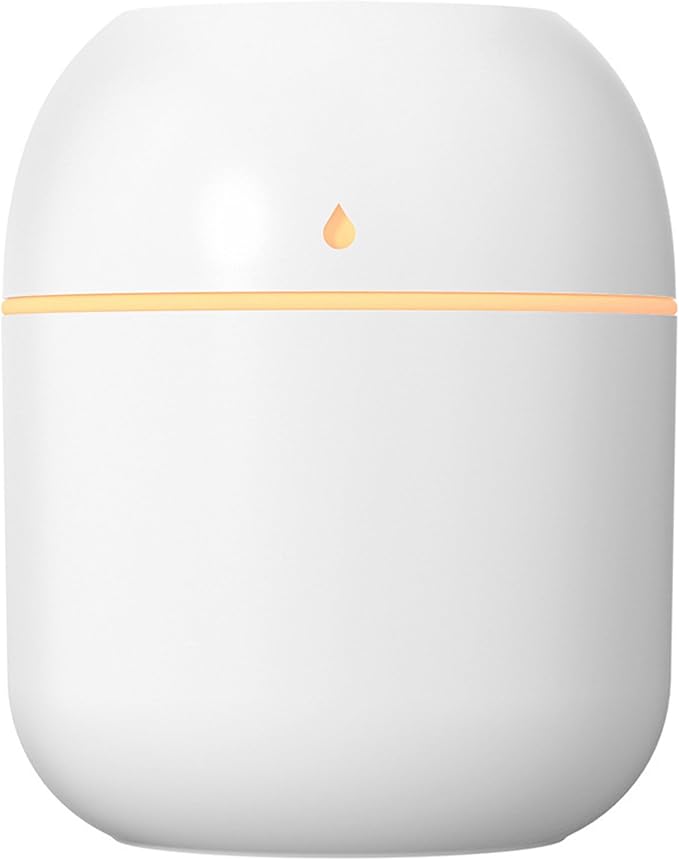 Mini USB Humidifier - Large Capacity, Ultra-Quiet 20dB, 2 Modes (Continuous/Intermittent) with Anti-Dry Burn & Night Light, Nano Mist for Room/Car/Office Desk (<10㎡) (White, 220ml) by Unknown