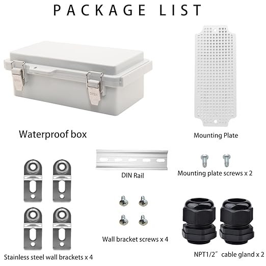 Outdoor Waterproof Electrical Box Junction Box Weatherproof IP67 ABS Plastic Enclosure Switch Router Project Box Electronics Enclosure With Mounting Plate Wall Bracket Grey 7.9" x 3.9" x 2.8" - Image 4