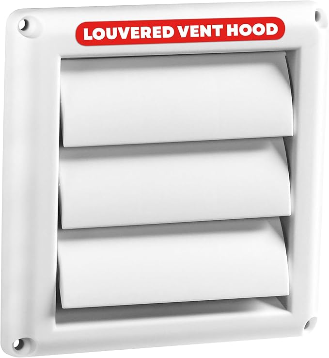 Deflecto Fresh Air Intake Vent Hood with Fixed Louvers for General Venting - Louvered Vent Cover, Weather-Resistant Plastic for Maximum Durability | 4 Inch - White (HSM4W/24) by Deflecto