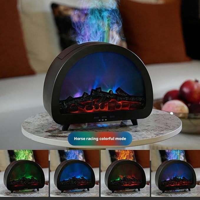 Fireplace Flame Air Diffuser Humidifier,12 Colors Aromatherapy Essential Oil Diffuser with 1H/3 H/5 H Timer,200ml Noiseless Cool Mist Ultrasonic Aroma Humidifier for Home,Bedroom,Office,Yoga (White) - Image 9