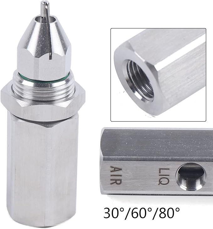 Stainless Steel Ultrasonic Air Atomizer Nozzle - Wet Fog Ultra-Fine Mist Nozzle for Cooling, Humidifying, And Dust Control (80 Degree) - Image 3