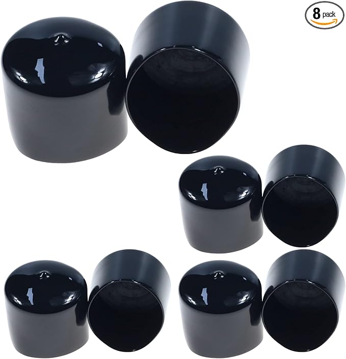 Acocony 2 Inch Rubber Cap Round Rubber End Caps PVC Flexible Protector Plastic Plugs for Round Holes Black Pack of 8 by Acocony