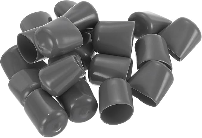 uxcell 20pcs Rubber End Caps 21mm ID Vinyl PVC Round Tube Bolt Cap Cover Screw Thread Protectors Dark Grey - Image 4