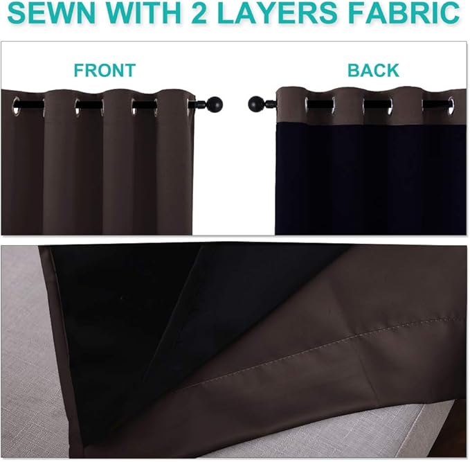 NICETOWN Extra Wide Patio Door Curtain, Super Heavy-Duty Thermal Sliding Glass Door Lined Drape, Privacy Assured 100% Blackout Window Treatment(Brown, 1 Panel, 70 inches W x 84 inches L) - Image 5