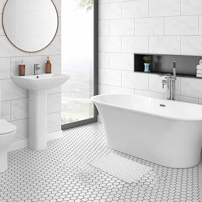 Bath Mat Bathroom Rugs Floor Wood Shower Bathtub Waterproof Non Slip Grey Accessories 16x24 Inch Easy to Clean, 3 pcs - Image 2