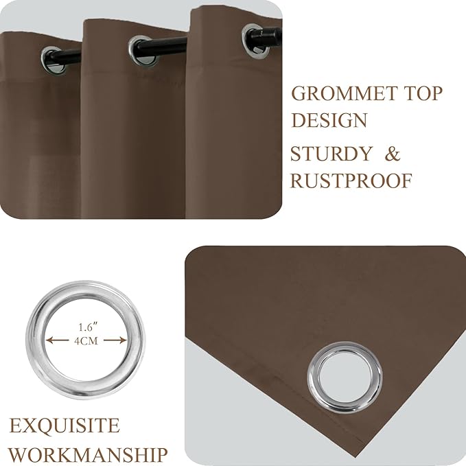 L.Z.E Brown Light Filtering Curtains for Living Room Bedroom Doorway Divider, Privacy Non-See-Through Curtains 108 Inches Long 2 Panels Set, Extra Long Window Panels Grommet Top (55" W x 108" L) - Image 4