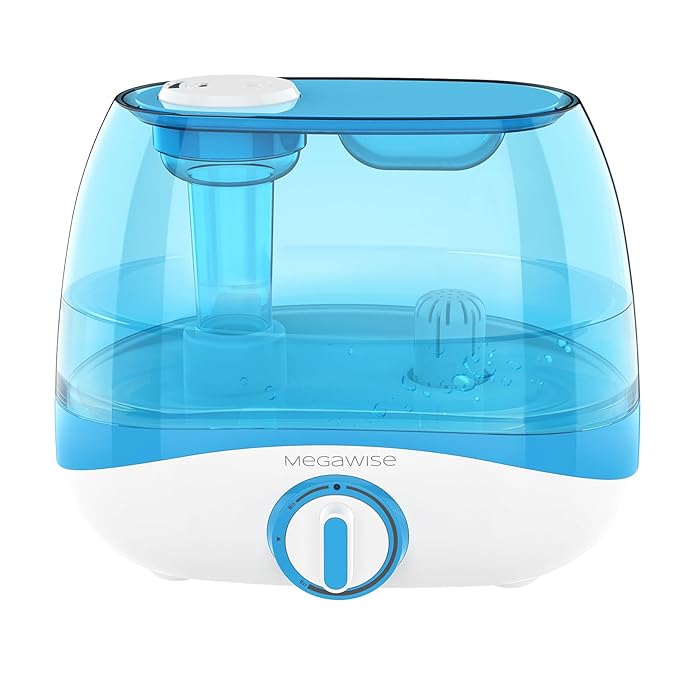 MegaWise Humidifiers for Bedroom Home, 5.0L Cool Mist Humidifier for Home Plant and Baby Nursery, Quiet Ultrasonic Humidifier with 360° Nozzle, Auto Shut-Off, Blue by MEGAWISE