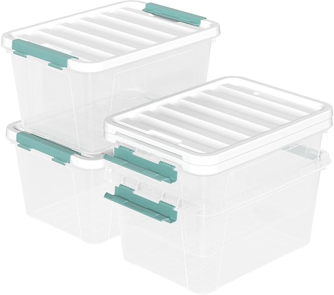 20 Quart Plastic Latching Storage Boxes, Clear Storage Box Bins with lids Set of 4 - Image 7