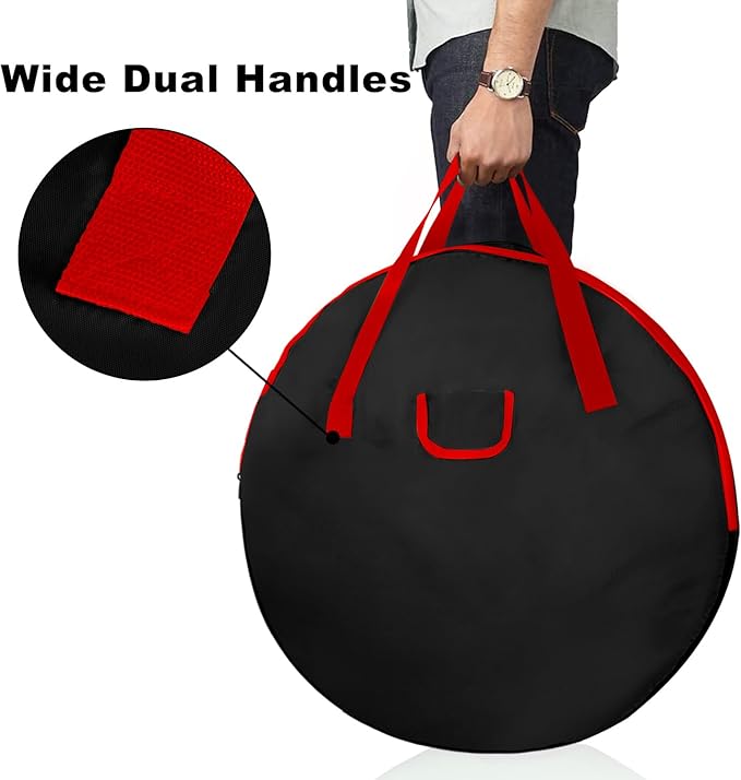 TQS Christmas Wreath Storage Bag 30inch -Large Christmas Wreath Storage Container-Durable Oxford Fabric, Dual Zippered, Easy to Slip The Wreath in & Out, Protect Wreath Garlands from Dust -Black - Image 4